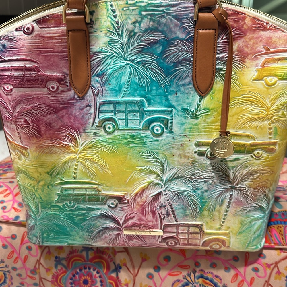 💥BRAHMIN LARGE DUXBURY SATCHEL OPTIMISM COPA CABANA COLLECTION GENUINE LEATHER